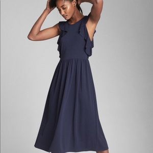 GAP Fit & Flare Midi Ruffle Sleeve Dress Size 2
